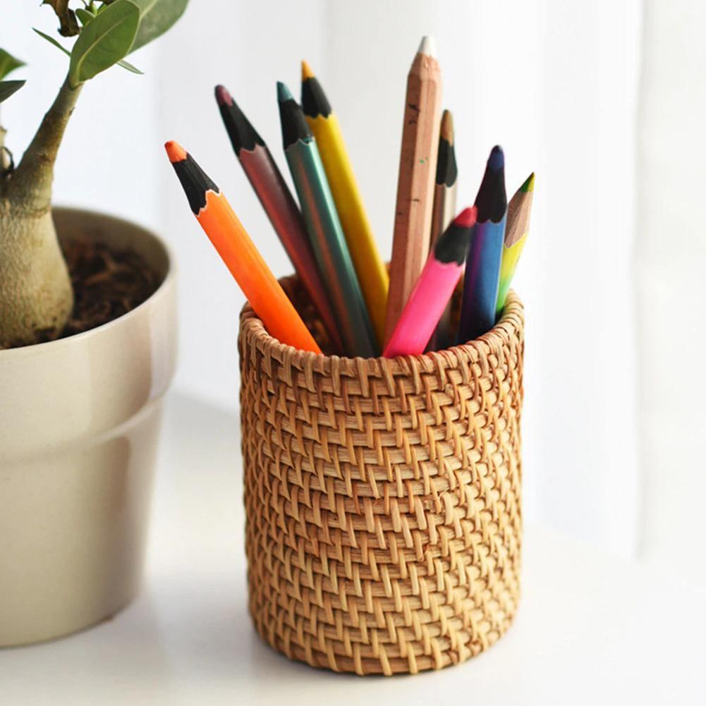 Hand-Woven Wicker Storage Container Basket