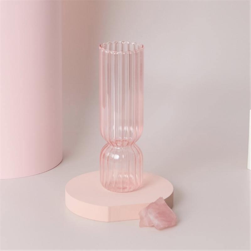 Pink Glass Taper Candle Holder & Vase Collection