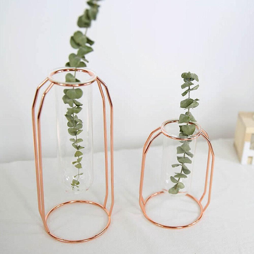 Geometric Floating Iron and Glass Propagation Vase