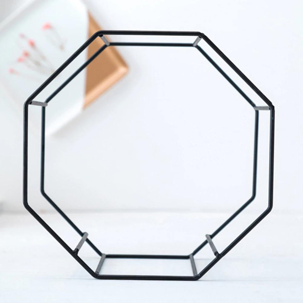 Geometric Ceramic Wall Planter with Octagonal Iron Frame