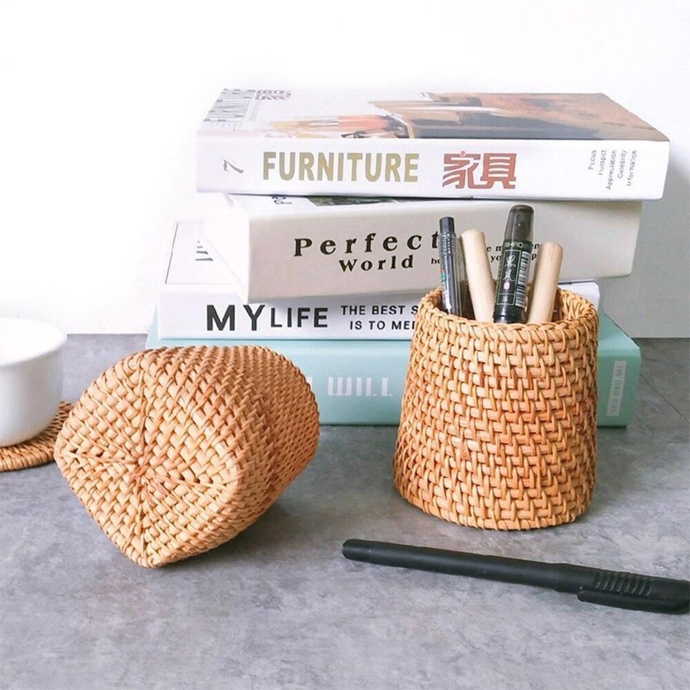 Hand-Woven Wicker Storage Container Basket