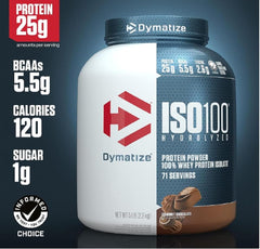 Dymatize Iso 100 مسحوق البروتين المتحلل 100% بروتين مصل اللبن المعزول، الشوكولاتة الذواقة، 2.3 كجم