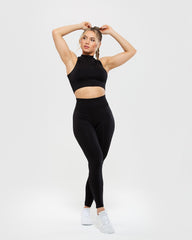 Define Seamless Half Zip Crop Tank | Black