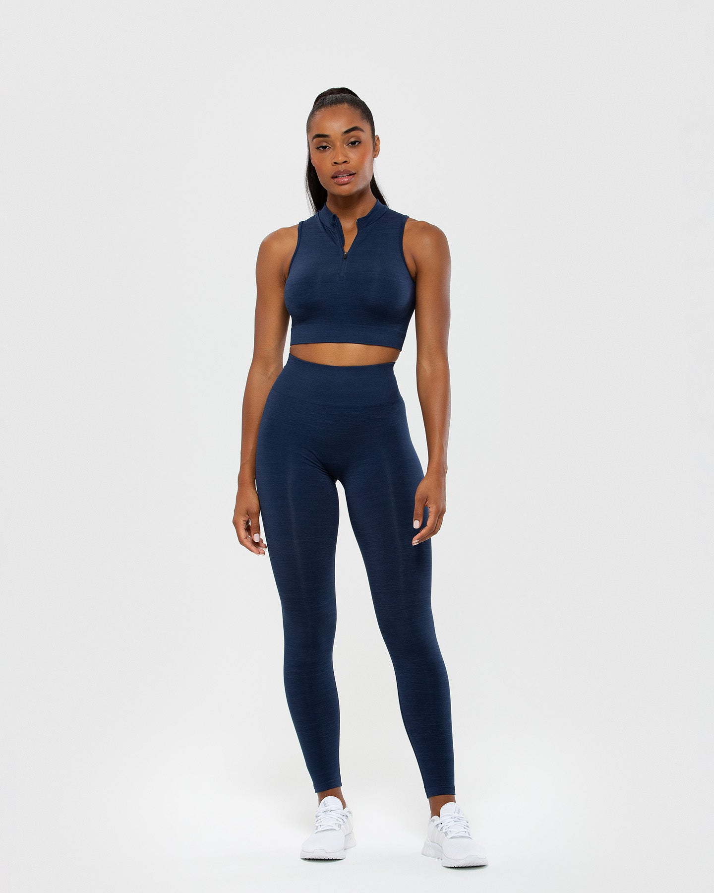 Define Seamless Half Zip Crop Tank | Sapphire Blue