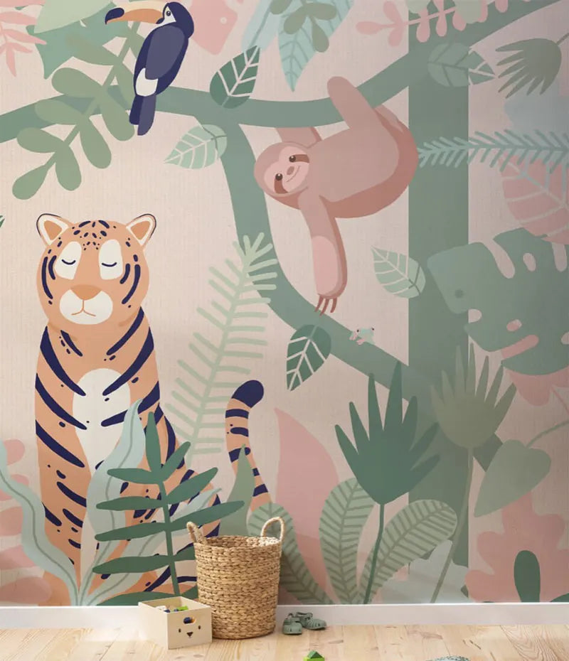 Jungle Animal Friends Wallpaper Mural