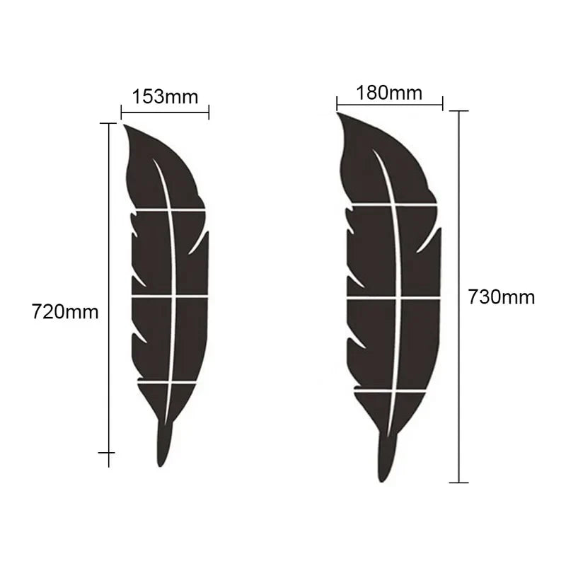 Fashion DIY Feather 3D Mirror Wall Sticker