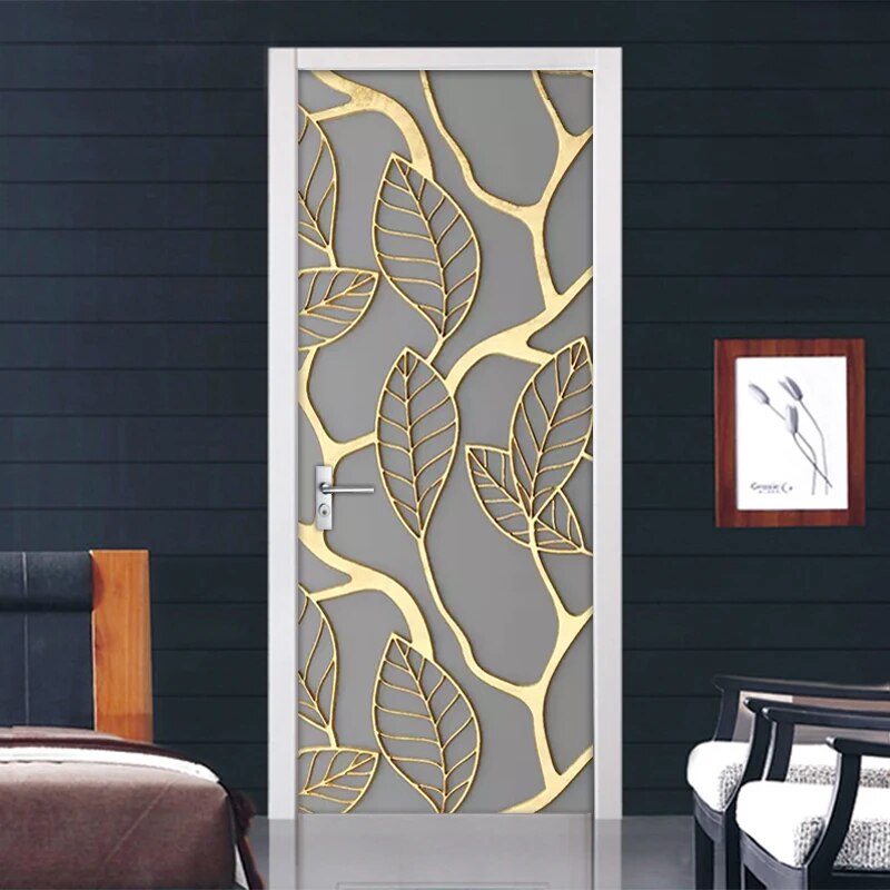 Golden Leaves 3D Door Sticker