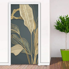 3D Banana Leaf Door Sticker Decoration Mural Photo Wallpaper Study Living Room Bedroom Waterproof Self-Adhesive Door Stickers