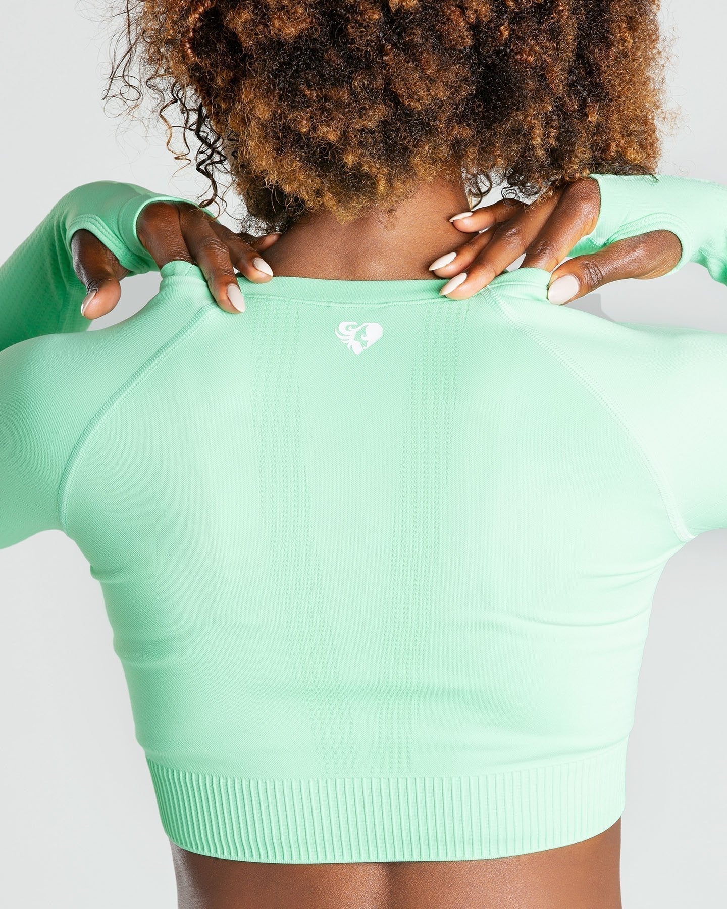 Power Seamless Long Sleeve Crop Top | Green Ash