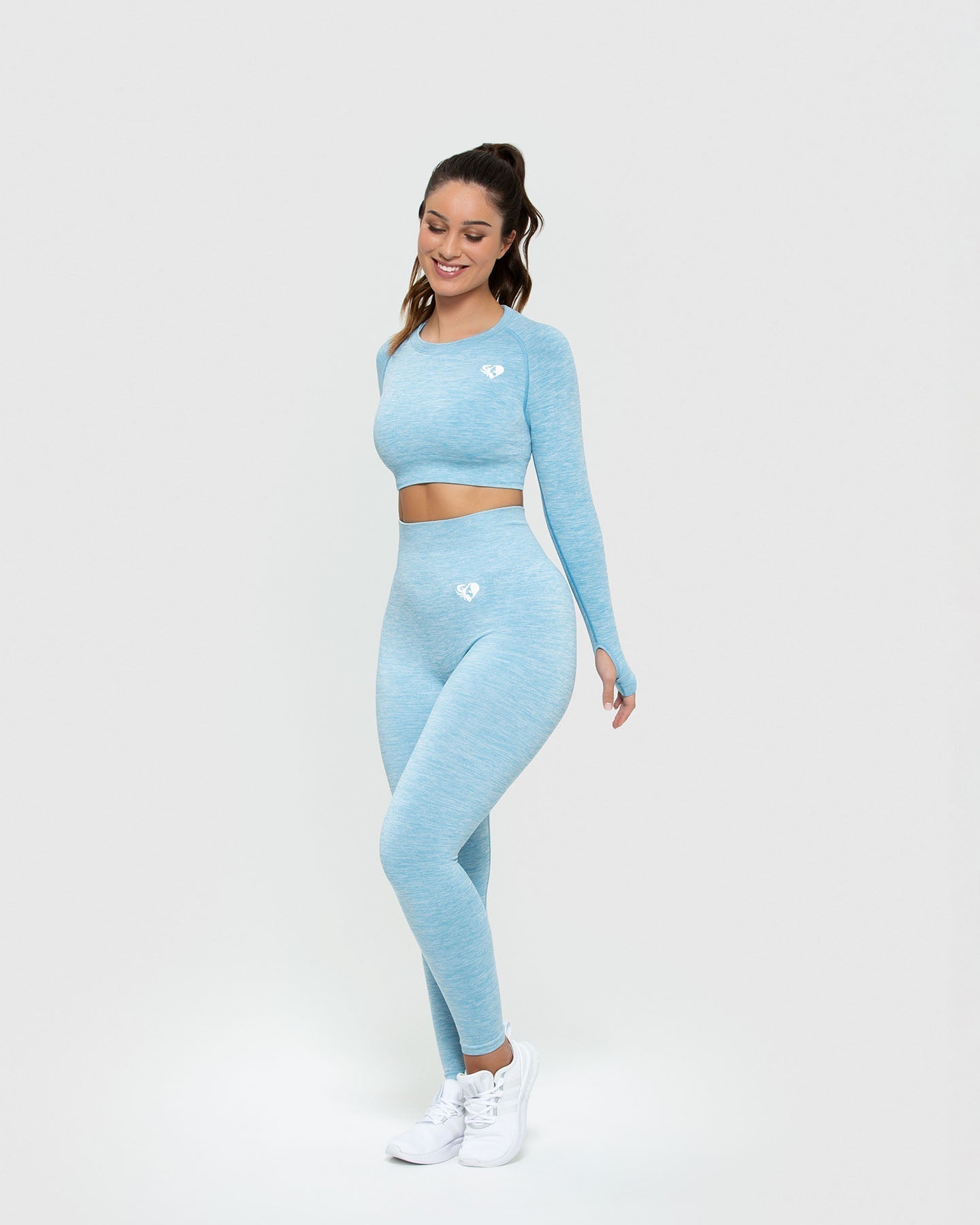 Move Seamless Long Sleeve Crop Top | Blue Marl