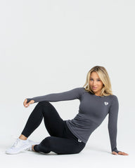 Move Seamless Long Sleeve Top | Stone Grey Solid