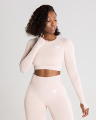 Power Seamless Long Sleeve Crop Top | Nude