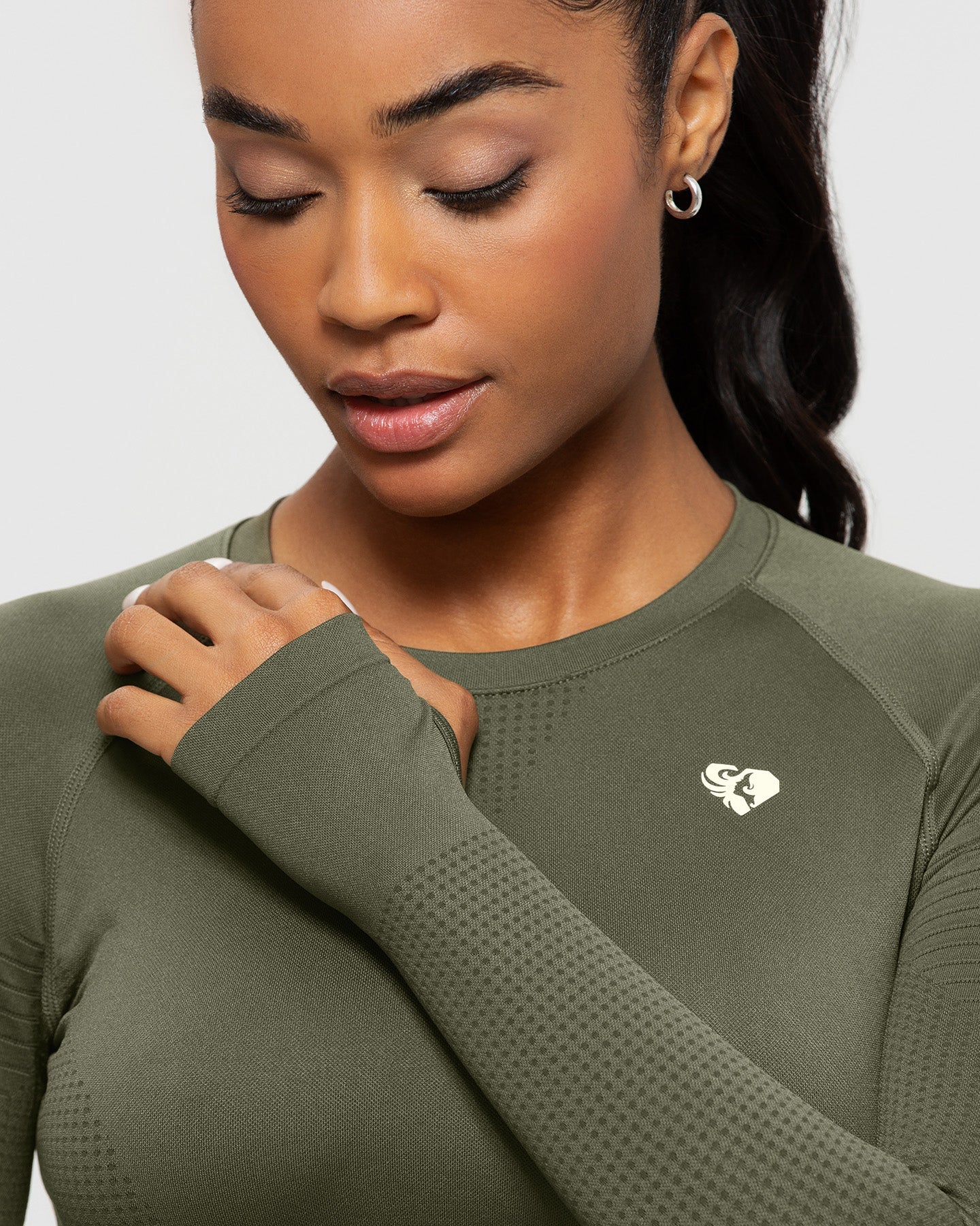 Power Seamless Long Sleeve Crop Top | Khaki