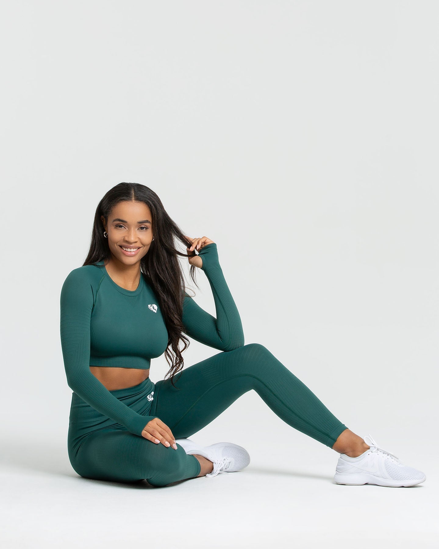 Power Seamless Long Sleeve Crop Top | Forest Green