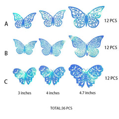 3D Purple Blue Butterflies Wall Stickers