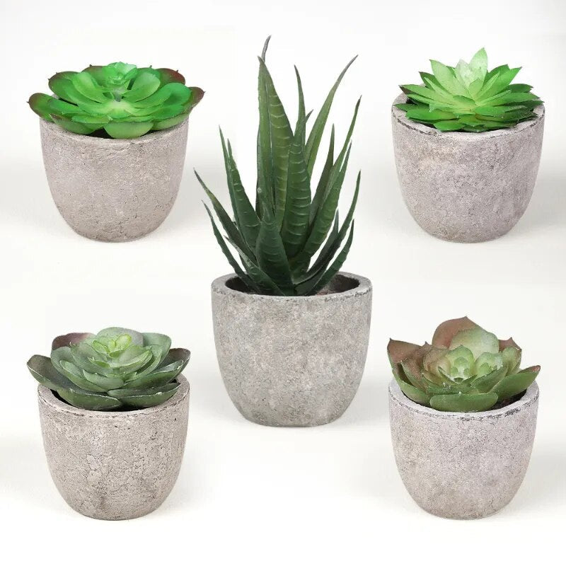 Mini Artificial Aloe Plants Bonsai Small Simulated Tree Pot Plants Fake Flowers Office Table Potted Ornaments Home Garden Decor