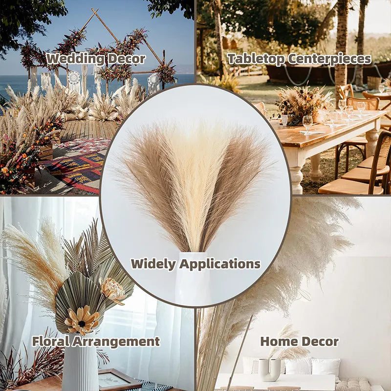 55CM 5/10/20PCS Fluffy Pampas Grass Boho Decor Flower Fake Plant Reed Simulated Wedding Party Home Decoration Artificial Flowers