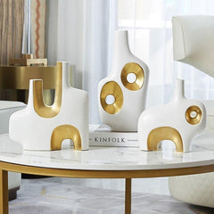 Abstract in Gold Vases