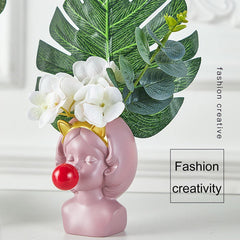 Bubble-Blowing Babe Bust Planter Vase