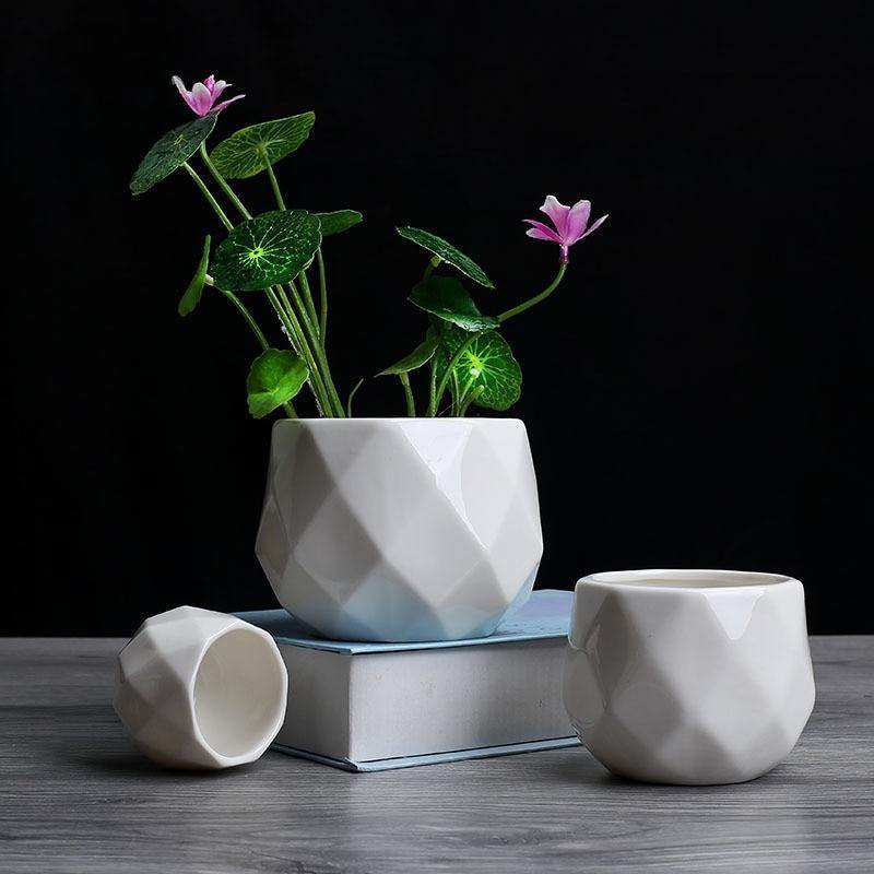 Rounded Diamond Ceramic Succulent Planters