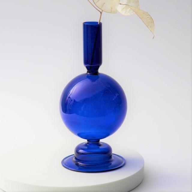 Blue Horizon Taper Glass Candle Stick Holders