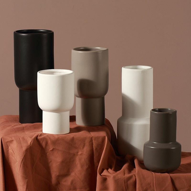 Taupe Monochrome Ceramic Vases