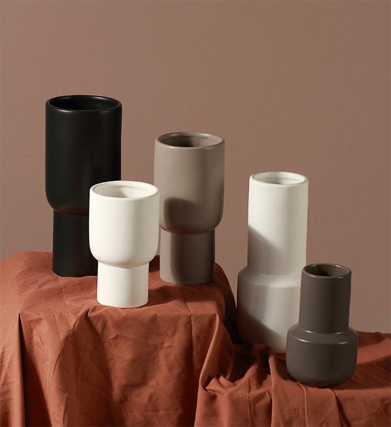 Taupe Monochrome Ceramic Vases