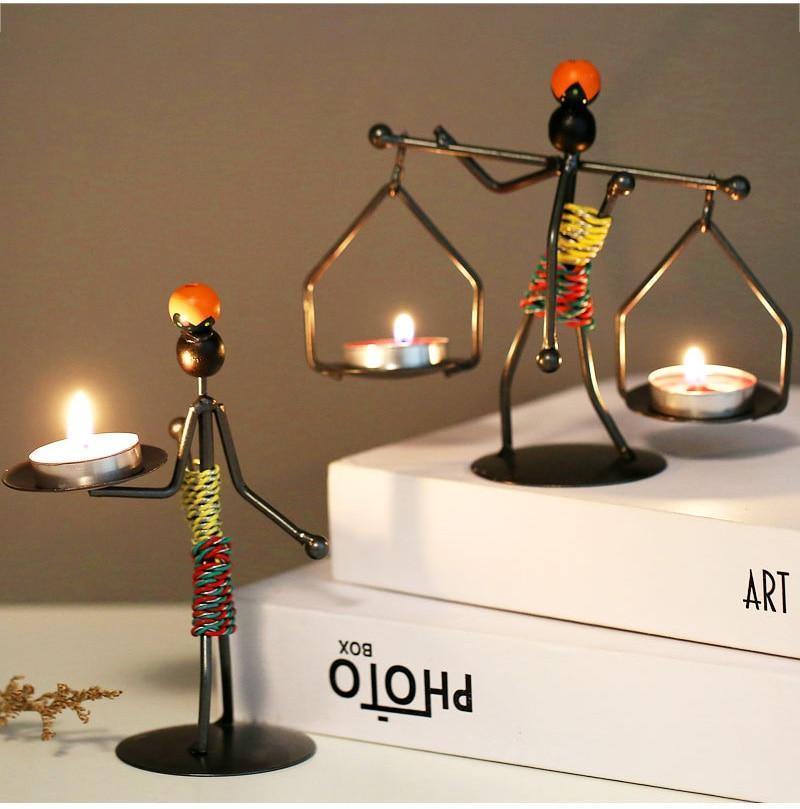 Abstract Figurine Metal Candle Holder