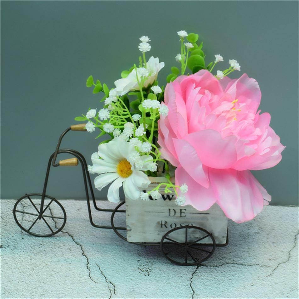 Tabletop Wrought Iron Tricycle with Wooden Planter Box