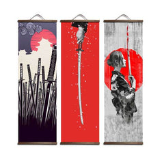 Japanese Samurai Ukiyoe Canvas Poster