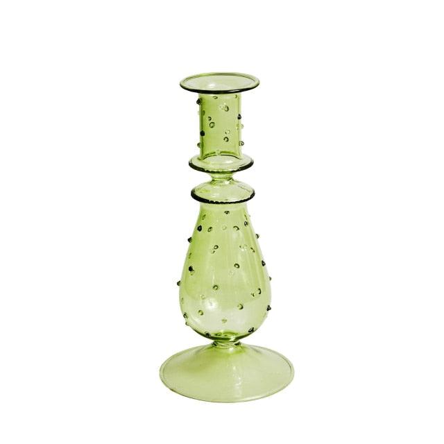 Fleur Pastel Glass Candlestick Holders