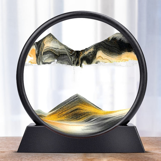 Moving Sand Art Picture Round Glass 3D