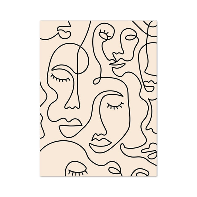 Abstract Woman Face One Line Drawing Poster