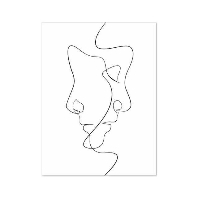 Abstract Woman Face One Line Drawing Poster